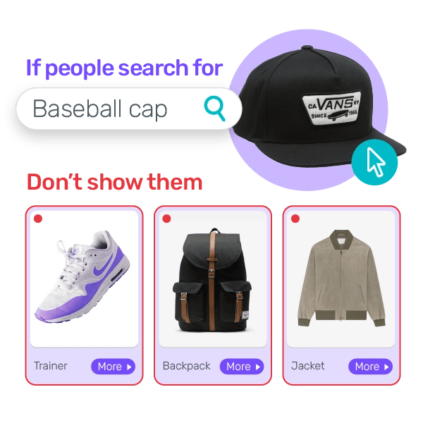 Your product pages may have a high bounce rate because the recommended items aren't related to the ad they clicked on. Image visualises this.