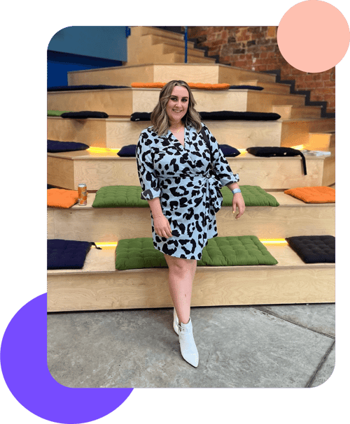 Photo of our Senior Content Marketing Executive Laura at a work party Photo of our Senior Content Marketing Executive Laura at a work party