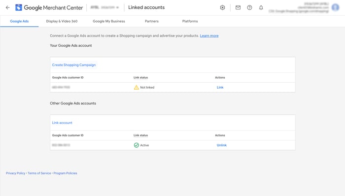 Link GoogleAds account