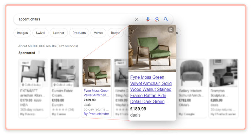 google shopping listing with long product title