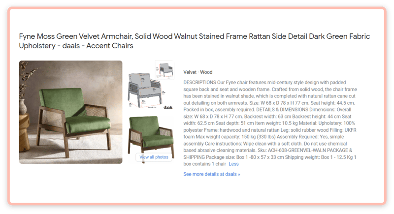 google shopping product description attribute