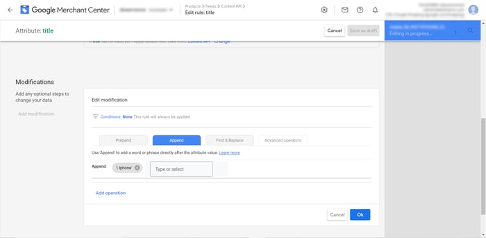 Google Merchant Center Modifications