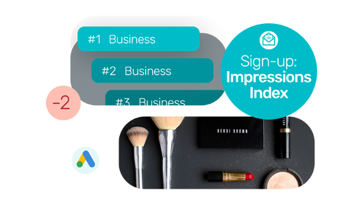 Decorational graphic resembling Bidnamic's new Google Shopping Impressions Index